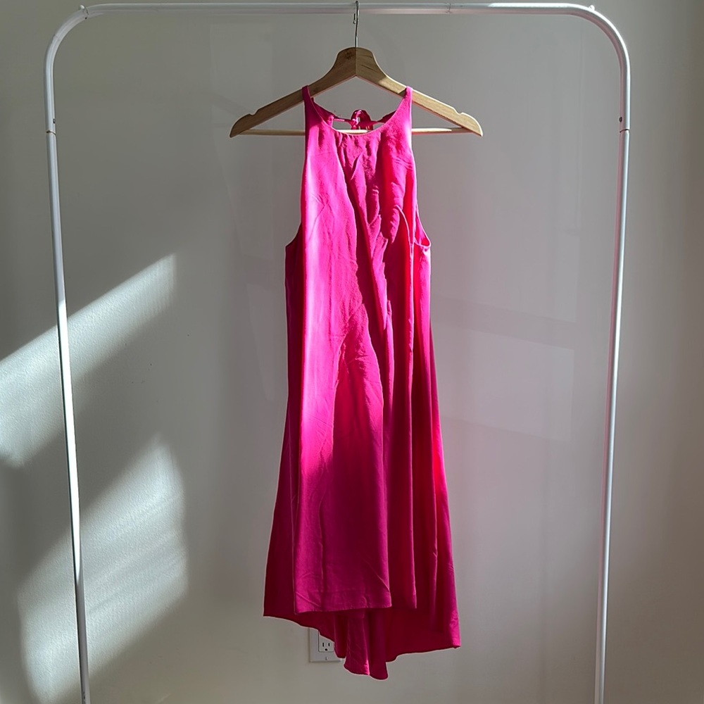 Pink High Low Halter Sundress for Cocktail